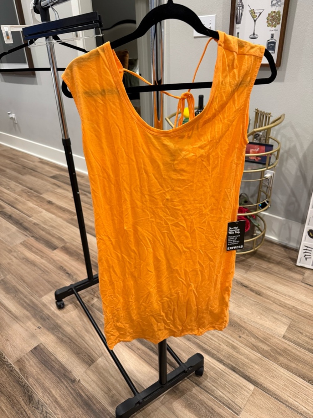 Express Bright Orange Sleeveless Scoop Neck Dress
